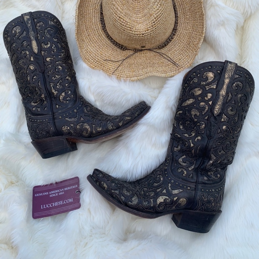 Lucchese brown leather boots - originally $400